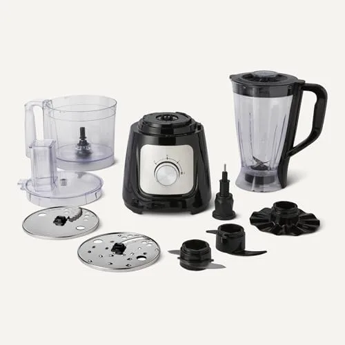 Amazon Basics ▫️ Combinação de processador de alimentos e batedeira com 2 velocidades, taça de 2,4 litros e jarro de 1,5 litros, 800 W, preto 3