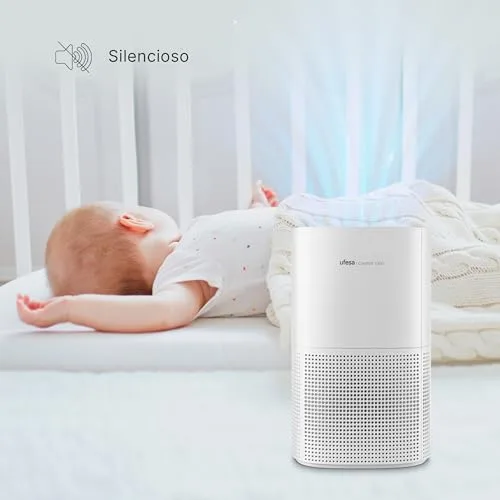 Ufesa ▫️ Comfort 1300 Purificador de ar com filtro HEPA, potência de 15 W, taxa de purificação de ar (CADR) de 130 m³/h, cobertura até 55 m², 3 velocidades, silencioso ≤55 dB, branco 6