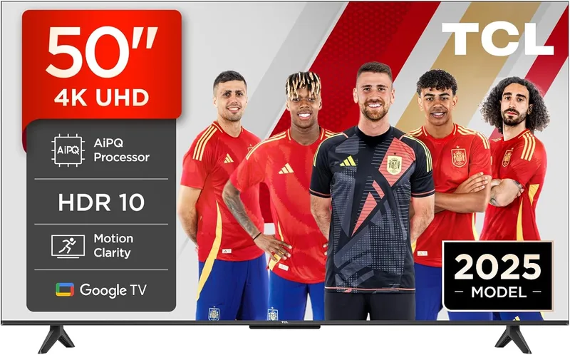TCL ▫️ 50V6C Televisor LED Smart TV 4K de 50 polegadas, HDR, Google TV, Dolby Audio, Alexa e Google Assistant, Chromecast integrado, Motion Clarity