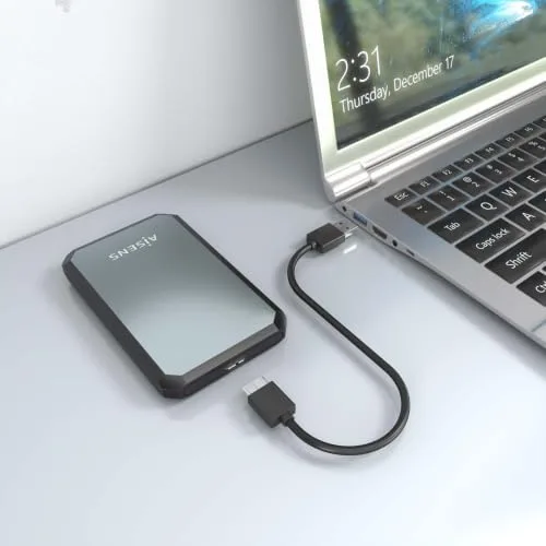 AISENS ▫️ Caixa externa para HDD/SSD SATA de 2,5", USB 3.0 até 5 Gbps, UASP, sem necessidade de ferramentas, preta e cinzenta - ASE-2529B 6