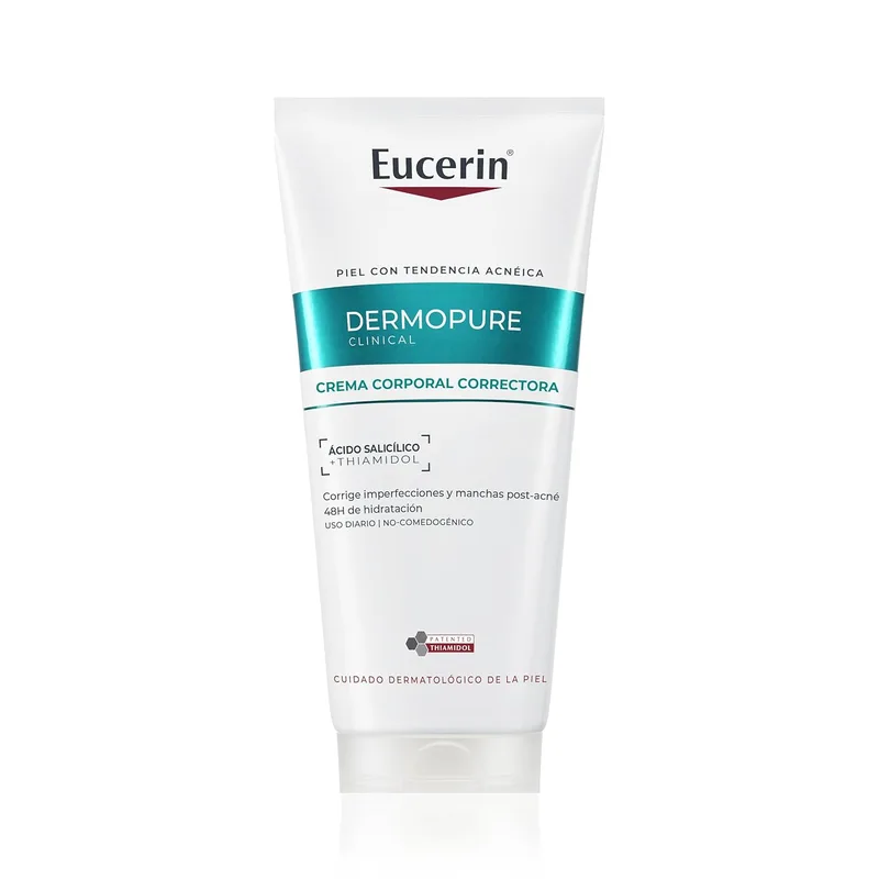 Eucerin ▫️ DermoPure Clinical Creme Corporal Corretor (200 ml), esfoliante corporal para manchas pós-acne e imperfeições, fórmula com Thiamidol e ácido salicílico para pele com tendência acneica