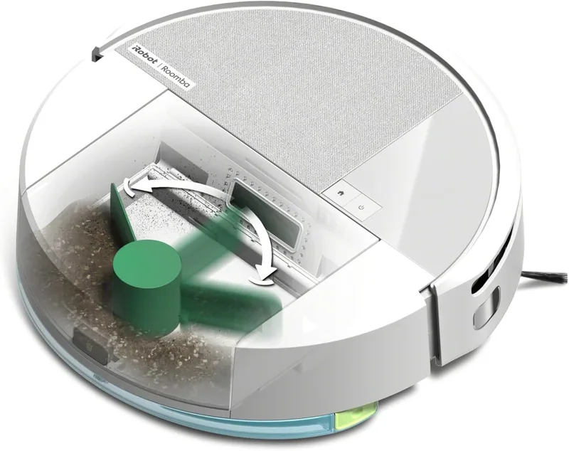 Robô iRobot Roomba 205 DustCompactor Combo, recolha compacta de detritos em interiores, 60 dias de autonomia sem esvaziar o robô, sem saco, aspiração potente, 7000Pa, navegação LiDAR, limpeza em várias superfícies, App_B