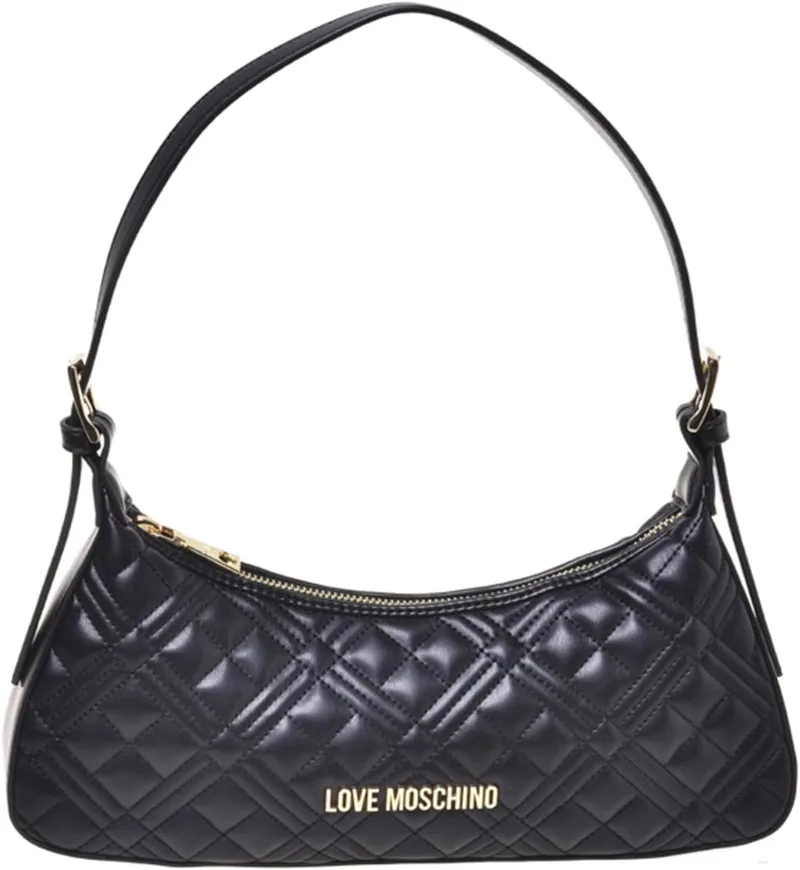 Love Moschino ▫️ SACO DE PU QUILADO PRETO+DOLDEN GALL.GOLD, Preto, Tamanho único