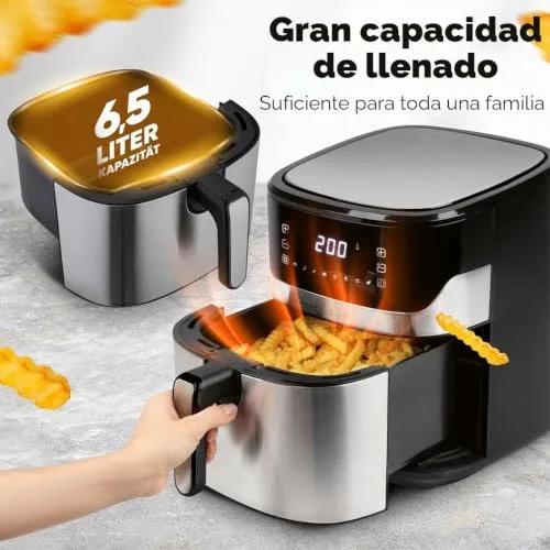Profi Cook ▫️ Fritadeira de ar quente ProfiCook | Fritadeira de 6,5 L | Cozinha sem óleo nem gordura | 80 °C - 200 °C | Estrutura em aço inoxidável | 8 programas | Fritadeira de ar | PC FR 1294 H 2