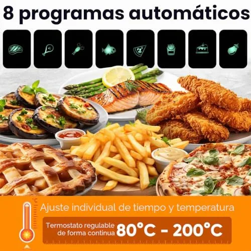 Profi Cook ▫️ Fritadeira de ar quente ProfiCook | Fritadeira de 6,5 L | Cozinha sem óleo nem gordura | 80 °C - 200 °C | Estrutura em aço inoxidável | 8 programas | Fritadeira de ar | PC FR 1294 H 3