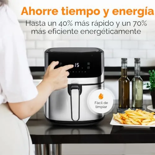 Profi Cook ▫️ Fritadeira de ar quente ProfiCook | Fritadeira de 6,5 L | Cozinha sem óleo nem gordura | 80 °C - 200 °C | Estrutura em aço inoxidável | 8 programas | Fritadeira de ar | PC FR 1294 H 5
