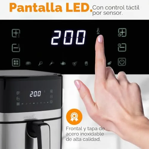 Profi Cook ▫️ Fritadeira de ar quente ProfiCook | Fritadeira de 6,5 L | Cozinha sem óleo nem gordura | 80 °C - 200 °C | Estrutura em aço inoxidável | 8 programas | Fritadeira de ar | PC FR 1294 H 6