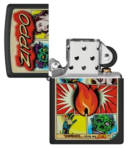 Zippo ▫️ Isqueiro à prova de vento - Preto Mate, Imagem a cores - Recarregável - Reutilizável - Design à prova de vento - Embalagem de presente - Fabricado nos Estados Unidos 4