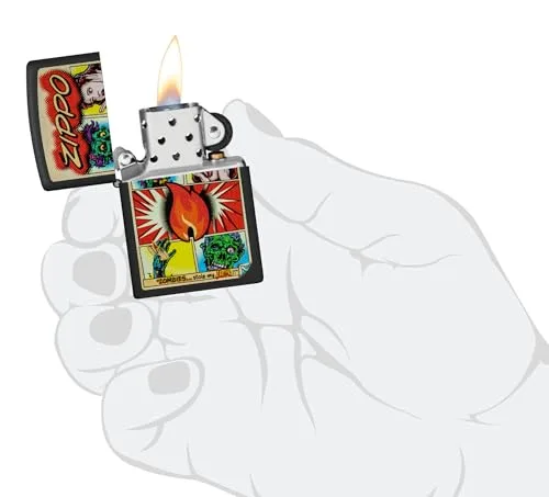 Zippo ▫️ Isqueiro à prova de vento - Preto Mate, Imagem a cores - Recarregável - Reutilizável - Design à prova de vento - Embalagem de presente - Fabricado nos Estados Unidos 5