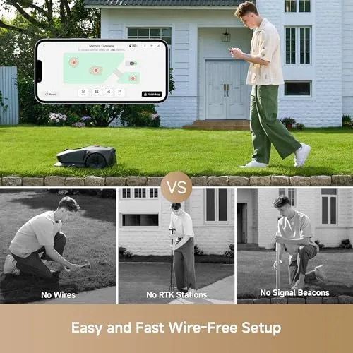 MOVA ▫️ Robô de corte de relva 600, configuração sem fios UltraView™ e mapeamento preciso até 600 m², evasão inteligente de obstáculos, rodas todo-o-terreno melhoradas, corte em forma de U, carregamento rápido 3