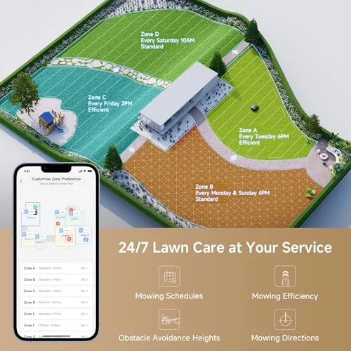 MOVA ▫️ Robô de corte de relva 600, configuração sem fios UltraView™ e mapeamento preciso até 600 m², evasão inteligente de obstáculos, rodas todo-o-terreno melhoradas, corte em forma de U, carregamento rápido 6
