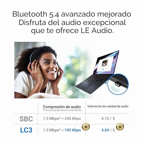 ASUS ▫️ USB-BT540 - Adaptador Bluetooth 5.4, até 7 dispositivos, ultracompacto, EDR e BLE, LE Audio, compatível com Windows 11/10/8.1 e Linux para computadores de secretária e portáteis 2