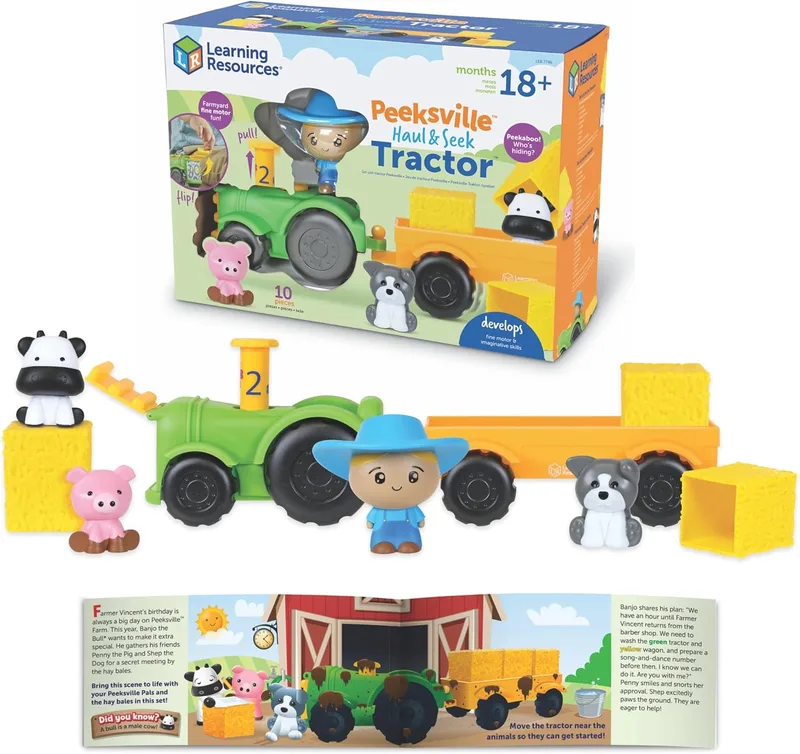 Learning Resources ▫️ Peeksville Trator, brinquedo educativo, desenvolvimento precoce de competências sociais e motoras, jogo sensorial, durável e divertido, bebés 18 meses+ rapazes e raparigas 1 2 3 anos