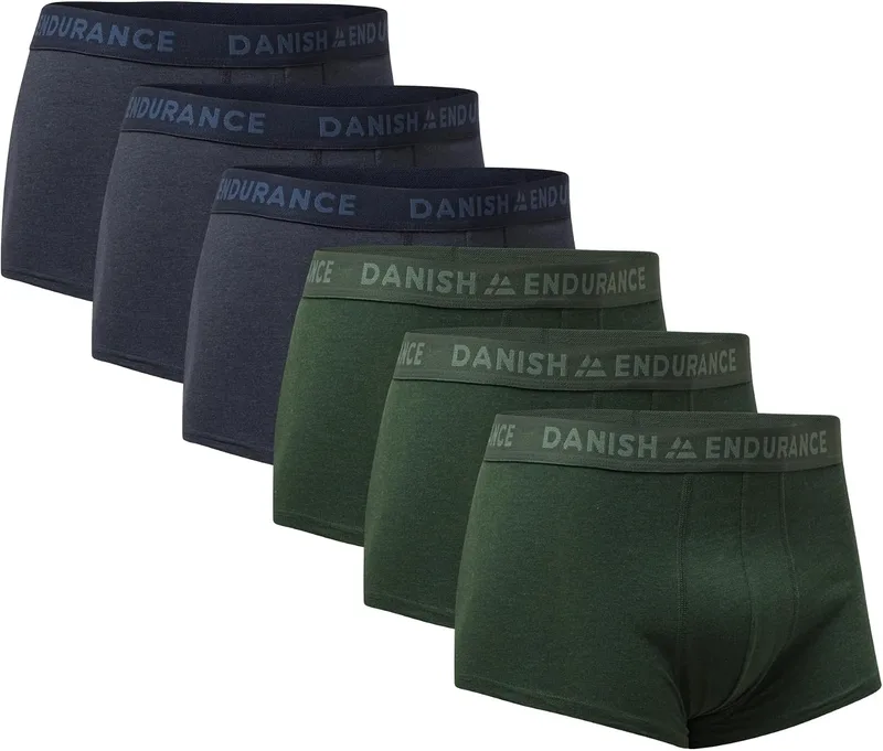 DANISH ENDURANCE ▫️ Cuecas boxer para homem, cintura baixa, embalagem de 6 unidades