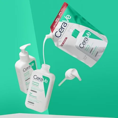 CeraVe ▫️ Gel de Limpeza Espumante para pele normal a oleosa, elimina o excesso de oleosidade e impurezas, enriquecido com ceramidas essenciais, niacinamida e ácido hialurónico, adequado para o rosto e o corpo 6
