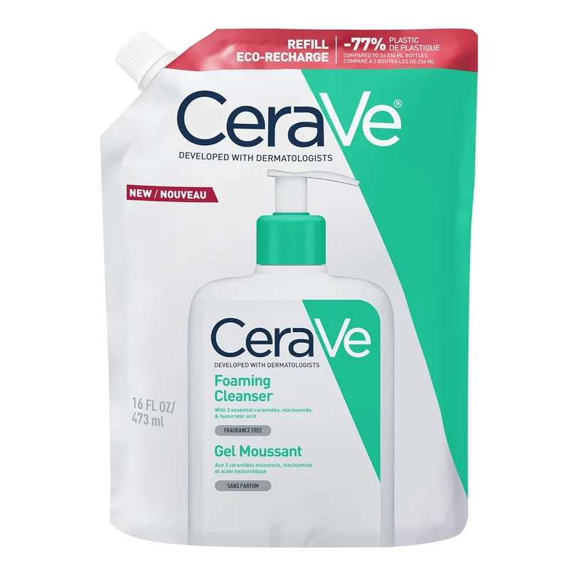 CeraVe ▫️ Gel de Limpeza Espumante para pele normal a oleosa, elimina o excesso de oleosidade e impurezas, enriquecido com ceramidas essenciais, niacinamida e ácido hialurónico, adequado para o rosto e o corpo