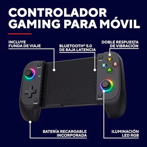 GXTrust ▫️ Mylox Comando sem fios Bluetooth para telemóvel, Preto | 12 horas de jogo, dupla vibração, iluminação LED RGB, comando sem fios para telemóvel, acessórios para jogos 2