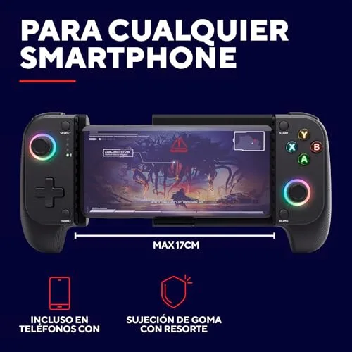 GXTrust ▫️ Mylox Comando sem fios Bluetooth para telemóvel, Preto | 12 horas de jogo, dupla vibração, iluminação LED RGB, comando sem fios para telemóvel, acessórios para jogos 5