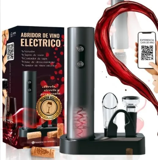 LIVING LOGIC ▫️ Saca-rolhas elétrico profissional com corta-cápsulas, arejador e doseador, abre-vinhos com base elegante, presente original para homens no aniversário, Natal ou Dia dos Namorados, funciona com 4 pilhas AA