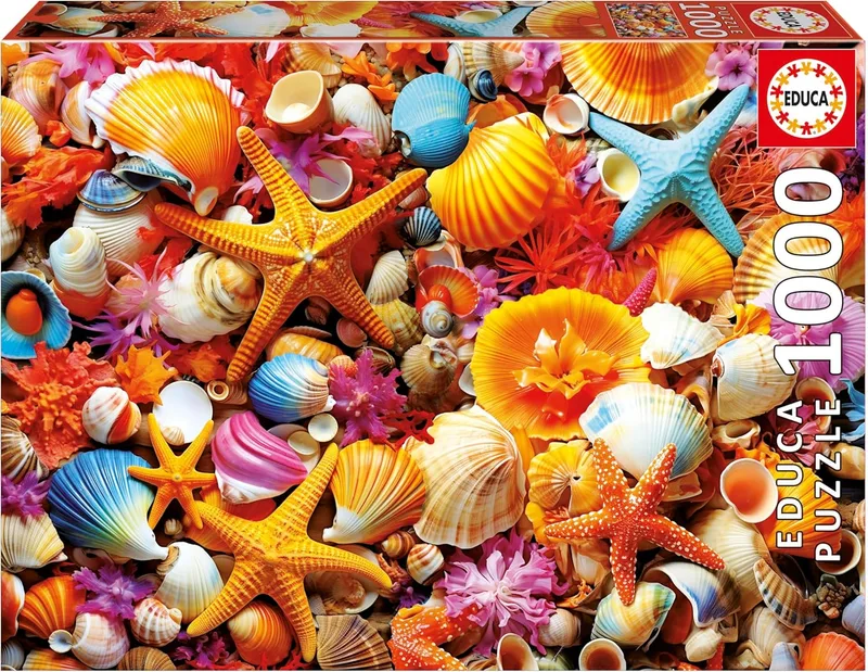 Educa ▫️ Puzzle 1000 Peças para Adultos | Colagem de Conchas. Inclui cola para fixar o puzzle. Tamanho: 68 x 48 cm. A partir dos 14 anos (20246)