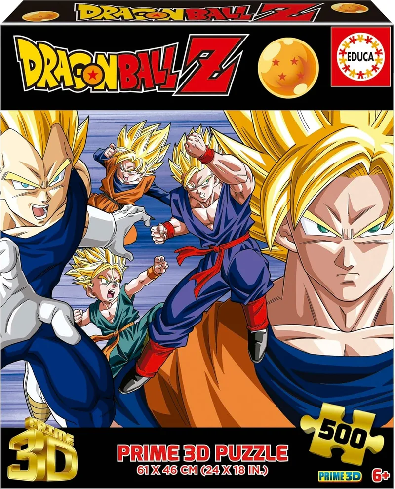 Educa ▫️ Puzzle 500 peças para adultos : Dragon Ball Prime 3D Prime Lenticular Puzzle. Tamanho: 61 x 46 cm. A partir dos 11 anos (20274)