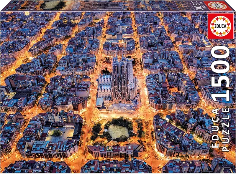 Educa ▫️ Puzzle de 1500 peças para adultos | Barcelona Eixample. Inclui cola para fixar o puzzle. Tamanho: 85 x 60 cm. A partir dos 14 anos (20285)