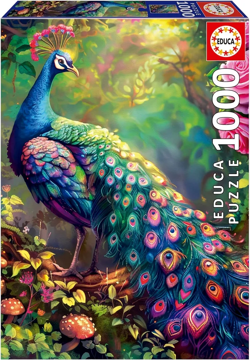 Educa ▫️ Puzzle 1000 Peças para Adultos | Jardim do Pavão. Inclui cola para fixar o puzzle. Tamanho: 48 x 68 cm. A partir dos 14 anos (20262)