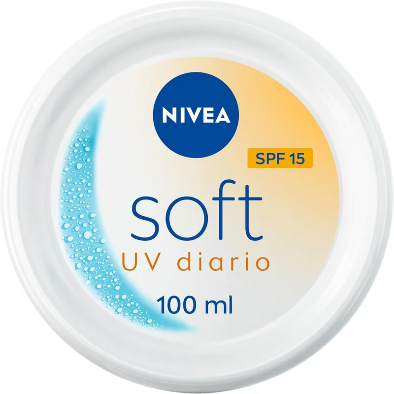 NIVEA ▫️ Soft UV Daily Refreshing Moisturising Cream SPF 15 (100 ml), loção para o corpo e rosto com proteção solar para o rosto, corpo e mãos, textura leve e não oleosa para uma pele saudável e radiante.