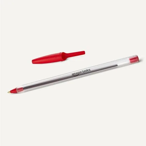 Amazon Basics ▫️ Canetas de secagem rápida ideais para a escola e para o escritório, ponta média (1,0 mm), vermelhas, embalagem de 144 unidades 4