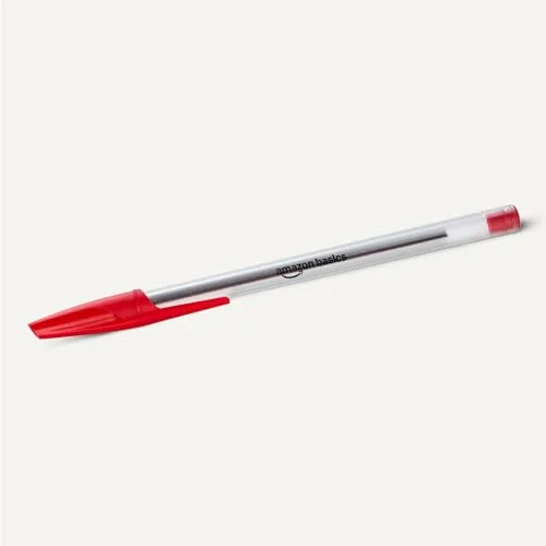 Amazon Basics ▫️ Canetas de secagem rápida ideais para a escola e para o escritório, ponta média (1,0 mm), vermelhas, embalagem de 144 unidades 5