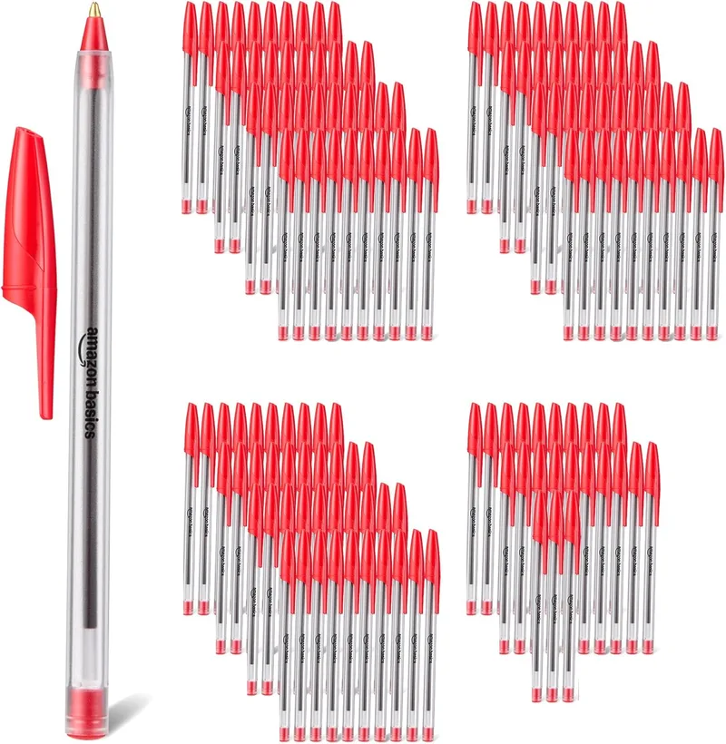 Amazon Basics ▫️ Conjunto de canetas esferográficas, casa, escritório, escola, 1 mm, vermelho, 144 unidades