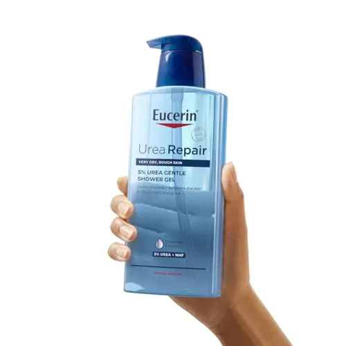 Eucerin ▫️ UreaRepair 5 % Gel de Banho Suave com Ureia (400 ml), produto de limpeza hidratante e esfoliante para o rosto e o corpo, que proporciona um alívio imediato; espuma de limpeza para pele seca e muito seca 2
