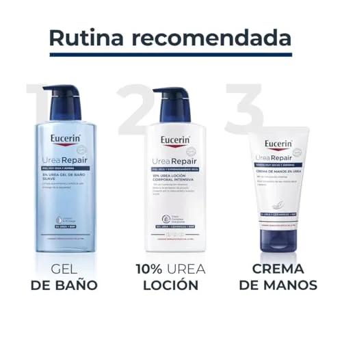 Eucerin ▫️ UreaRepair 5 % Gel de Banho Suave com Ureia (400 ml), produto de limpeza hidratante e esfoliante para o rosto e o corpo, que proporciona um alívio imediato; espuma de limpeza para pele seca e muito seca 7