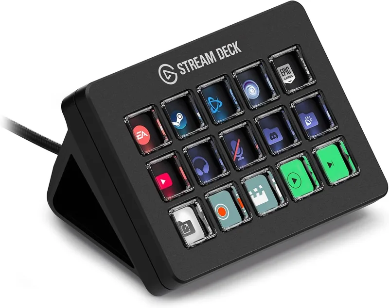Elgato ▫️ Stream Deck Scissor Keys – Controlador de fluxo com teclas macro personalizáveis para OBS, Twitch, Discord, Teams, Photoshop e muito mais: Windows 10, macOS 13 ou posterior
