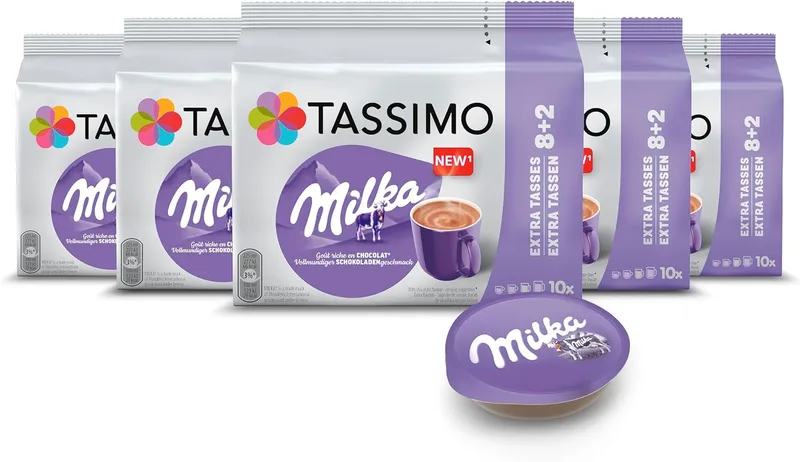 Tassimo ▫️ Cápsulas de bebida de cacau Milka : 50 cápsulas compatíveis com a máquina de café : 5PACK