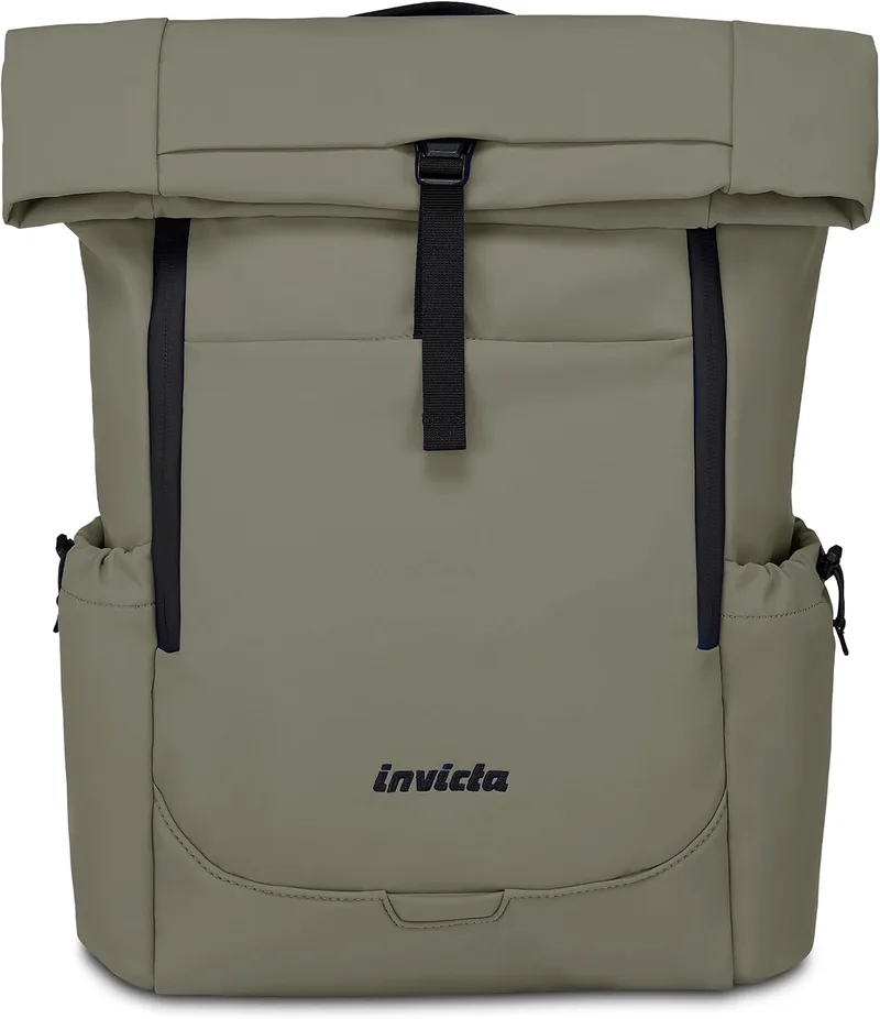 Invicta ▫️ Mochila de trabalho Invict-Act Fold, cinzenta, com um único compartimento, bolso para computador portátil de 15,6", bolso para garrafa e fundo reforçado; mochila espaçosa de 32 L para o escritório e a universidade, para homem e