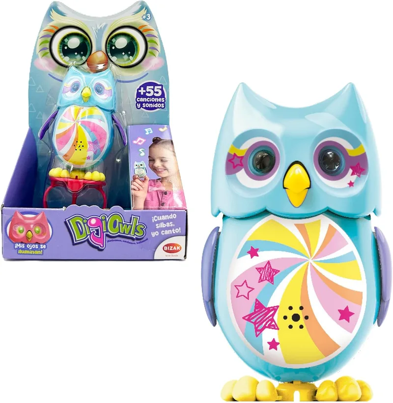Bizak ▫️ Mini Hoot Digiowl Coruja cantora interactiva, reage à voz, 6 modelos disponíveis, Brinquedo para crianças, Idade 3+, Multicolor, (62008285-2)