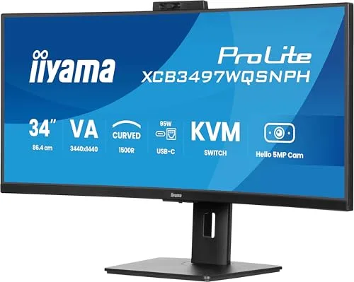 iiyama ▫️ Consignment Xcb3497wqsnpH-B1 34 polegadas UQHD 350 cd/m² 0,4 ms com base USB-C (LAN (XCB3497WQSNPH-B1)) 2
