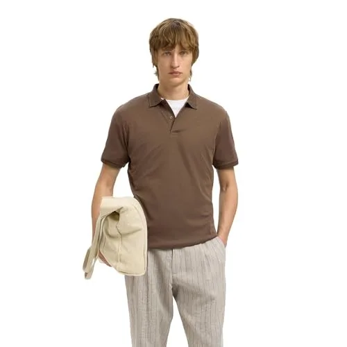 SELECTED HOMME ▫️ Camisa polo masculina de manga curta com botões Slhfave SS Noos para homem 4