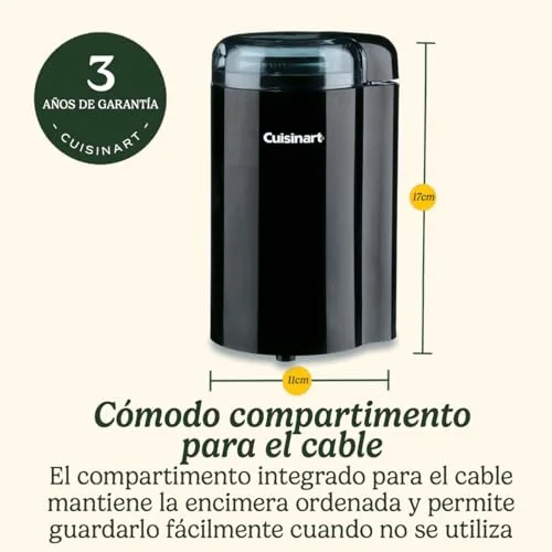 CUISINART ▫️ Moedor de café, Moedor de café compacto para uso doméstico, 1-12 chávenas, Diferentes graus de moagem - Cafeteira francesa - Percolador, café de gotejamento ou expresso, Fácil de limpar e de utilizar, Preto, Pequeno 6