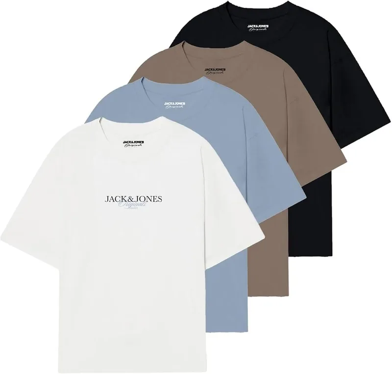 JACK & JONES ▫️ Camiseta Jorbillyburg SS Cn 4Pk MP Fst (Conjunto de 4) para Homem