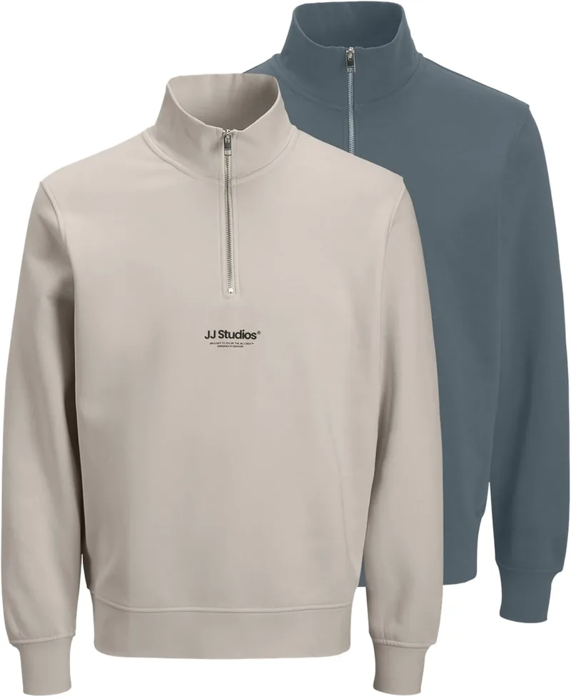 JACK & JONES ▫️ Sweat Quarter Zip Hn 2Pk MP para homem (conjunto de 2)