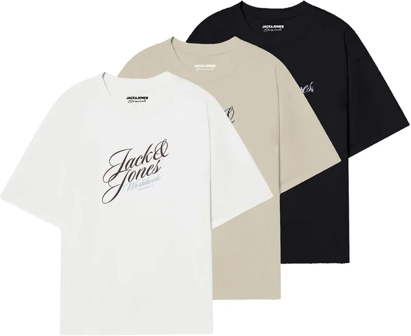 JACK & JONES ▫️ Camiseta Jorinwood SS de gola redonda Fst, embalagem de 3 peças (MP) para homem