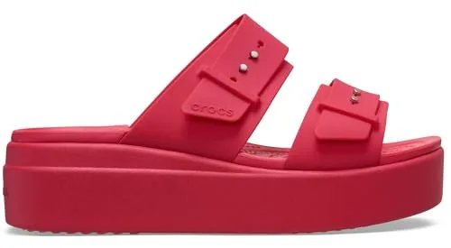 Crocs ▫️ Sandálias Brooklyn Buckle Low Wedge para mulher 5