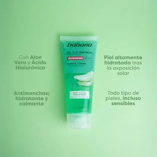Babaria ▫️ After Sun Facial com Aloe Vera e Ácido Hialurónico 75 ml – Creme After Sun com Aloe Vera para Prevenção de Manchas | After Sun Facial 2