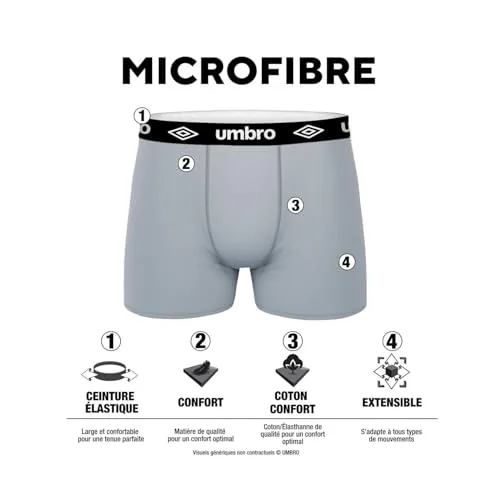 Umbro ▫️ Cuecas de microfibra lisas para homem (pacote de 3) 2
