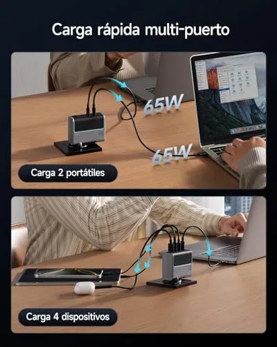 CUKTECH ▫️ 140 W Carregador USB-C Rápido GAN PD 3.1, 4 portas com cabo Type-C de 240 W e 1,5 m. Carregador compatível com MacBook, iPhone série 16, iPad, Pixel e muito mais 3