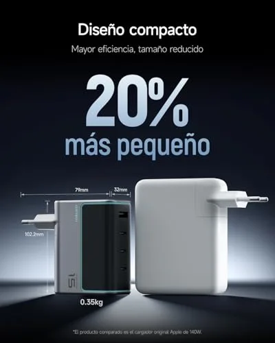 CUKTECH ▫️ 140 W Carregador USB-C Rápido GAN PD 3.1, 4 portas com cabo Type-C de 240 W e 1,5 m. Carregador compatível com MacBook, iPhone série 16, iPad, Pixel e muito mais 7