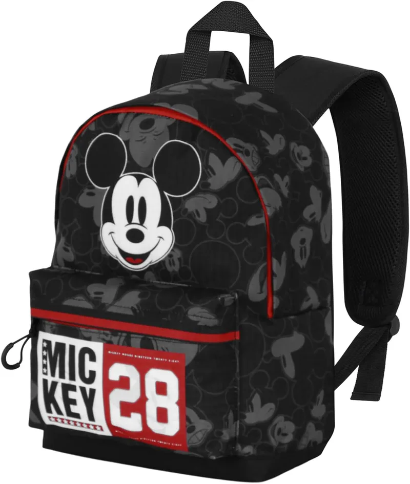 Disney ▫️ Mochila pequena Mickey Mouse Year - HS FAN, preta, 25 x 35 cm, capacidade de 12 L