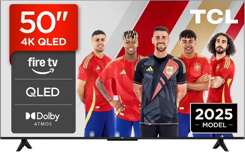 TCL ▫️ 50T6C, 50" QLED 4K HDR TV, Fire TV (Smart TV com Dolby Vision e Atmos, HDR10+, Press & Ask Alexa) [Classe de eficiência energética F].